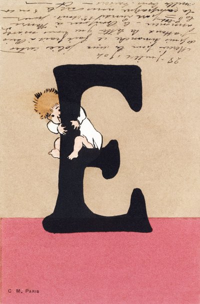 E for kram, kys - Børnealfabet. C.M.-redaktør, Paris. Håndmalede postkort, frankeret i 1904. Mål: 14 x 9 cm af Unbekannt
