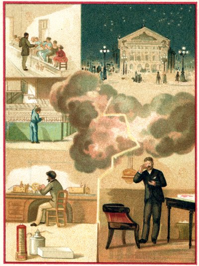 Elektricitet: fra kraftværk til bybelysning, ca. 1900-1910 (chromo) af Unbekannter Künstler