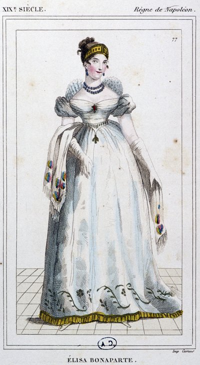 Elisa Bonaparte Baciocchi, ca. 1810 (kobberstik) af Unbekannter Künstler