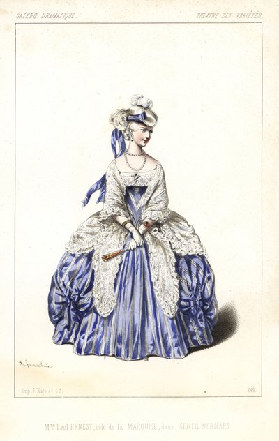 Den engelske skuespillerinde Madame Paul Ernest som Marquise i Gentil Bernard, ou L