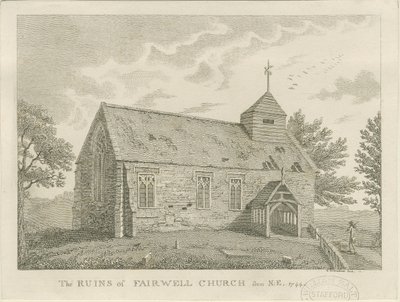 Afskedskirke: gravering, 1744 af Unbekannt
