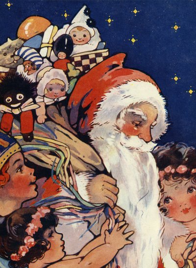 Julemanden med en sæk med legetøj til børn af Unbekannter Künstler