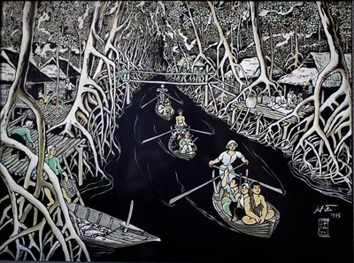 Fine Arts Museum, Ca Mau Guerillas By Thai Ha, Lakgravering, Ho Chi Minh City, Vietnam, 2018 af Josef Eberz