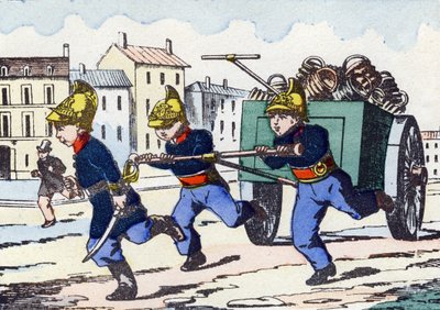 brandmænd. Indgravering i "Børns militæralfabet"". Billedsprog af Pont-a-Mousson, ca. 1890. 20 sider. Sol: 28,5x21 cm af Unbekannt