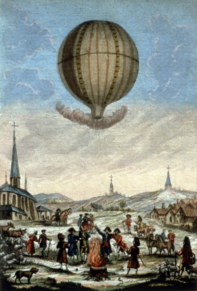 Første Montgolfier-ballonopstigning i Annonay af Unbekannter Künstler