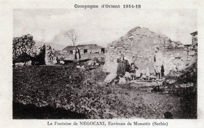 Første Verdenskrig (1914-1918) - østlig kampagne: Negocani-fontænen i Serbien (i øjeblikket makedoinsk) - Postkort af William M. Timlin