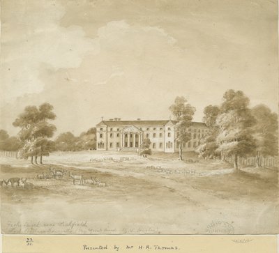 Fisherwick Hall: sepia vask tegning, nd [?19. århundrede] af Unbekannt