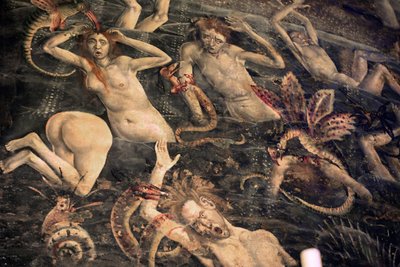 Frankrig, Tarn, Albi, Cathedrale Sainte-Cecile, fresko af den sidste dom, - (1474-slutningen af det 15. århundrede), nedstigningen til underverdenen, detaljer af Unbekannt