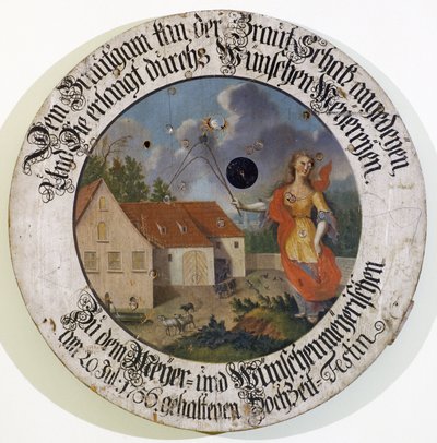 Frankiske Museum Feuchtwangen Mellemfrankiske Bayern Tyskland skyttemålsamling bryllupsmål fra 1756 med gudinden Fortune af Unbekannt