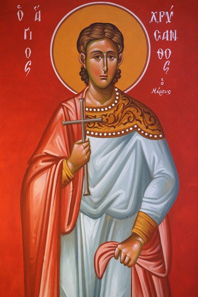 Fresko i hellig kors kirke, Pedoulas. Saint Chrysanthos, 20150510, Pedoulas, Cypern af Unbekannt