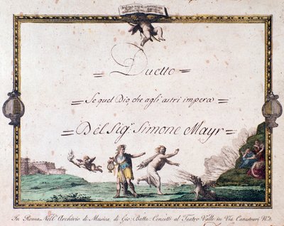 Frontispice af duet If that gud, der hersker over stjernerne af Giovanni Simone Mayr. af Unbekannter Künstler
