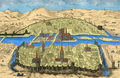 Generelt billede af Paris i det 15. og 16. århundrede (gravering) af Unbekannter Künstler