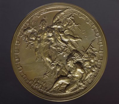 Forgyldt bronzemedalje til markering af 400-året for opdagelsen af Amerika (1492-1892) af Benjamin Baud