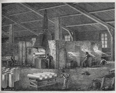 Glasfremstilling, ca. 1880 (gravering) af Unbekannter Künstler