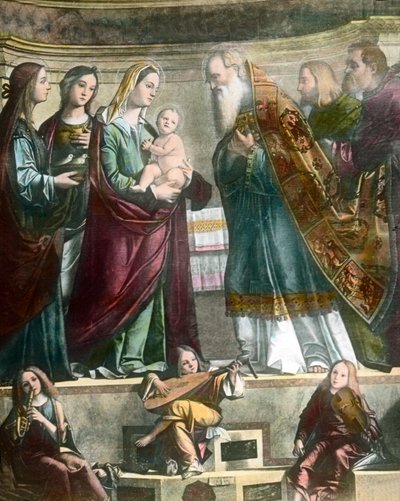 Goethe matkustaa Venetsiaan, täällä Carpaccion maalaus Pyhästä Mariasta, joka näyttää Jeesuksen temppelissä af Unbekannter Künstler