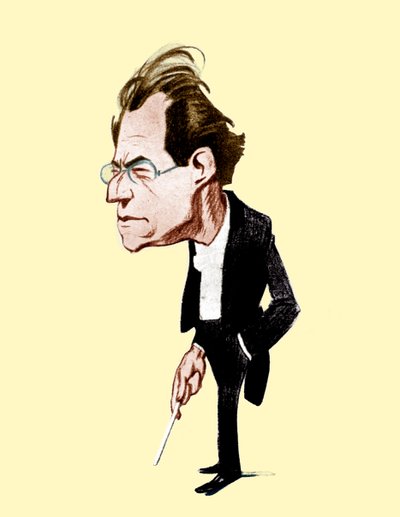 Gustav Mahler. Karikatur af Oscar Garvens østrigsk komponist, 7. juli 1860 - 18. maj 1911. Oscar Garvens 1874-1951 af Unbekannt