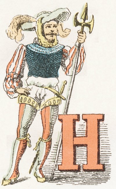 H - Halberdier - Childish Alphabet, Editions Gordinne 1920 (gravering) af Unbekannt