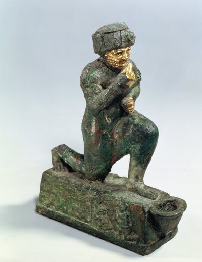 Hammurabi, Babylons konge, beder foran et helligt træ, ca. 1750 f.Kr. (bronze og guld) af Unbekannt
