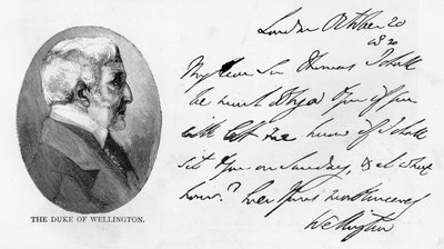 Håndskrift og signatur af Arthur Wellesley af Unbekannt