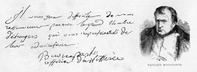 Håndskrift og underskrift af Napoleon I i den tidlige periode af hans karriere som artilleriofficer af Unbekannt