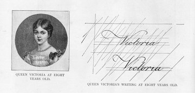 Håndskrift af dronning Victoria i en alder af 8 (pen & blæk på papir) af Unbekannt