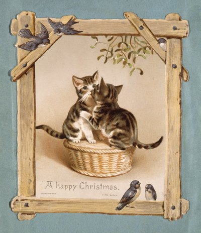 "Glædelig jul siger killingerne" (chromolitho) af Unbekannter Künstler