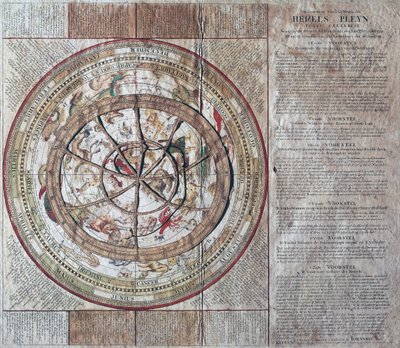 Hemels Pleyn Plani Caelestis, himmelkugle med astrolabium, omkring 1680, af Johannes van Keulen (1654-1715), kobberstik, udgivet i Amsterdam af William M. Timlin