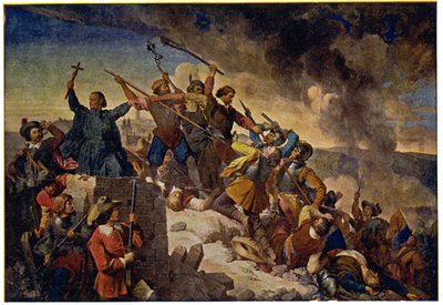 Historie. Tjekkiet (Bøhmen). Trediveårskrig. Forsvar af Prag foran den svenske hær ledet af Hans Christoff von Königsmarck, 25. juli af Unbekannter Künstler