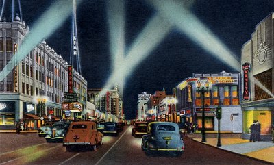 Hollywood boulevard om natten Californien af Unbekannter Künstler