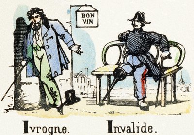I - Ivrogne Invalide - Alfabet - børneunderholdning - Billedepinal, populær serie c.1890 (illustration) af Unbekannt