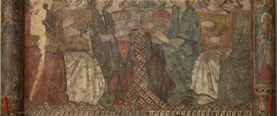 Interiør. Nordlig krydsning. Alter (Altar de las pinturas murales). Original fra hovedkapellet. Vægmalerier (fresko?). Detalje. Slut 14. århundrede. af Unbekannt