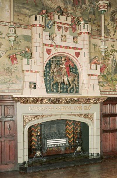 Interiør, detalje af en pejs, Cardiff Castle, Wales, ca. 1875 (foto) af Unbekannt