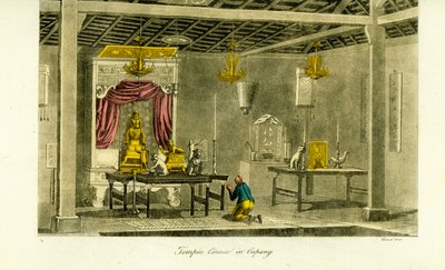 Interiør af et kinesisk tempel i Kupang, Timor af Unbekannt