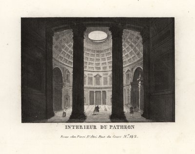 Det indre af Pantheon, der viser kuppelen og oculus, Rom af Unbekannt