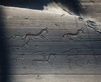 Italien, Lombardiet, Camonica-dalen, helleristninger på klippe af Benjamin Baud