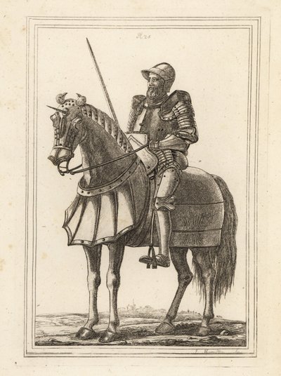 Kong Edward III afbildet som en bevæbnet ridder til hest fra våbenhuset ved Tower of London af Unbekannt