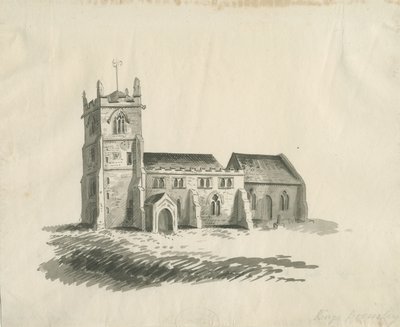 Kings Bromley Church: sepia tegning, nd [c 1770] af Unbekannt