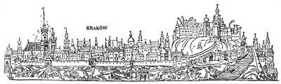 Krakow. Udsigt over byen fra det 16. århundrede. Polen af Unbekannter Künstler
