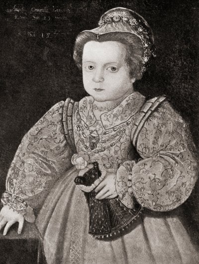 Lady Arbella Stuart som barn, fra The Girl Through the Ages, udgivet 1933 (litho) af Unbekannt