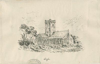 Leigh Church: litografi, og [?19. århundrede] af Unbekannt