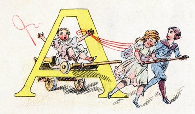 Bogstav A: Hitch Fun. Alfabet af Phosphatine Falieres. Gravering. Brevete alfabet S.G.D.G. af apoteker Pierre Emile Falieres. Illustrationer i kromolitografi, slutningen af 1800-tallet. 16 sider. Mål: 103x154mm af Unbekannt