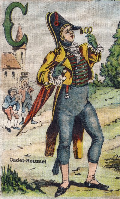 Bogstav C: Kadet Roussel . Drolatic album. Serie nummer 4 i Albums-chromo på lærred. Kromolitografier på væv. Billeddannelse af Marcel Vagne, Jarville-Nancy, begyndelsen af det 20. århundrede. Mål: 25x17,5 cm af Unbekannt