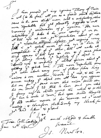 Brev fra Sir Isaac Newton til William Briggs, M.D., skrevet fra Trinity College, Cambridge, 20. juni af Unbekannt