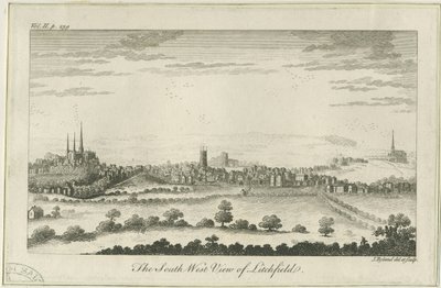 Lichfield - South West View: gravering, nd [c 1764] af Unbekannt