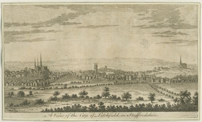 Lichfield - South West View: radering og [slutningen af det 18. århundrede] af Unbekannt
