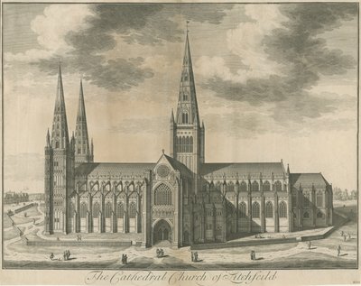 Lichfield Cathedral - South View: gravering, nd [c 1730] af Unbekannt
