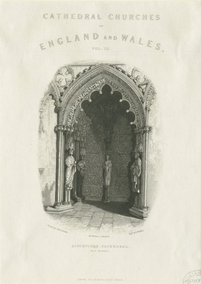 Lichfield Cathedral - West Door: steel engraving dani af Unbekannt
