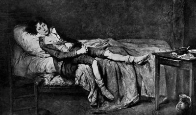 Louis XVII (1785-1795) forlænget i sin celle i Tempelfængslet, hvor han har været indespærret siden 13. august. af Unbekannter Künstler