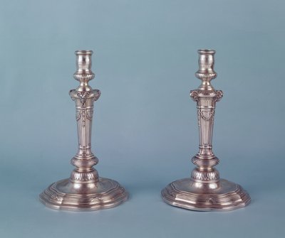Louis XV sølv lysestager af Unbekannt