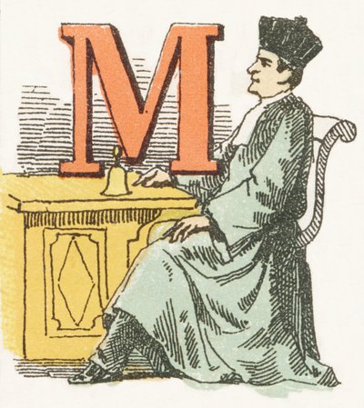 M - Magistrat - Childish Alphabet, Editions Gordinne 1920 (gravering) af Unbekannt